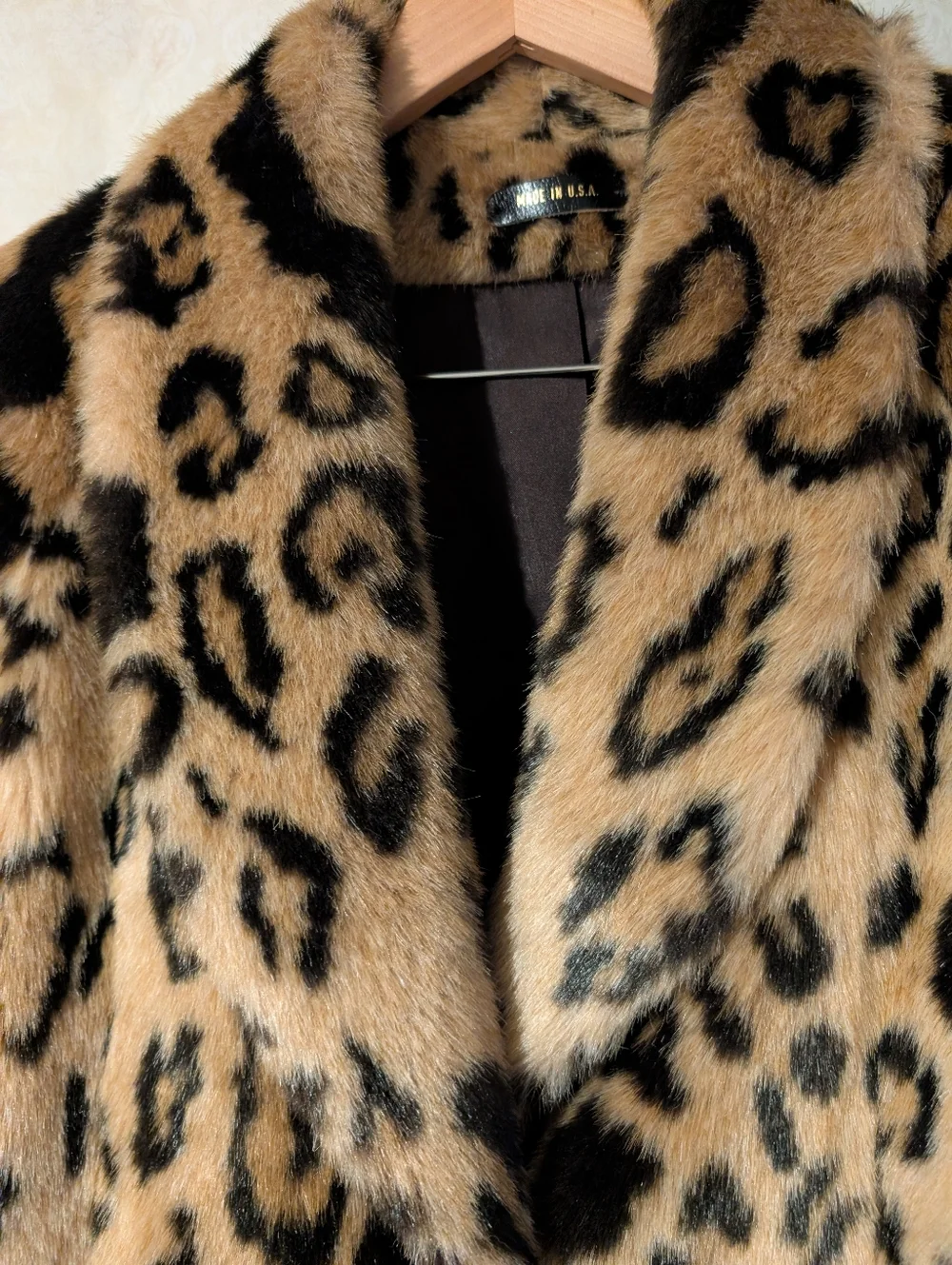 Faux Fur Leopard Car Coat Vintage? Silky Lining - Picture 12 of 16